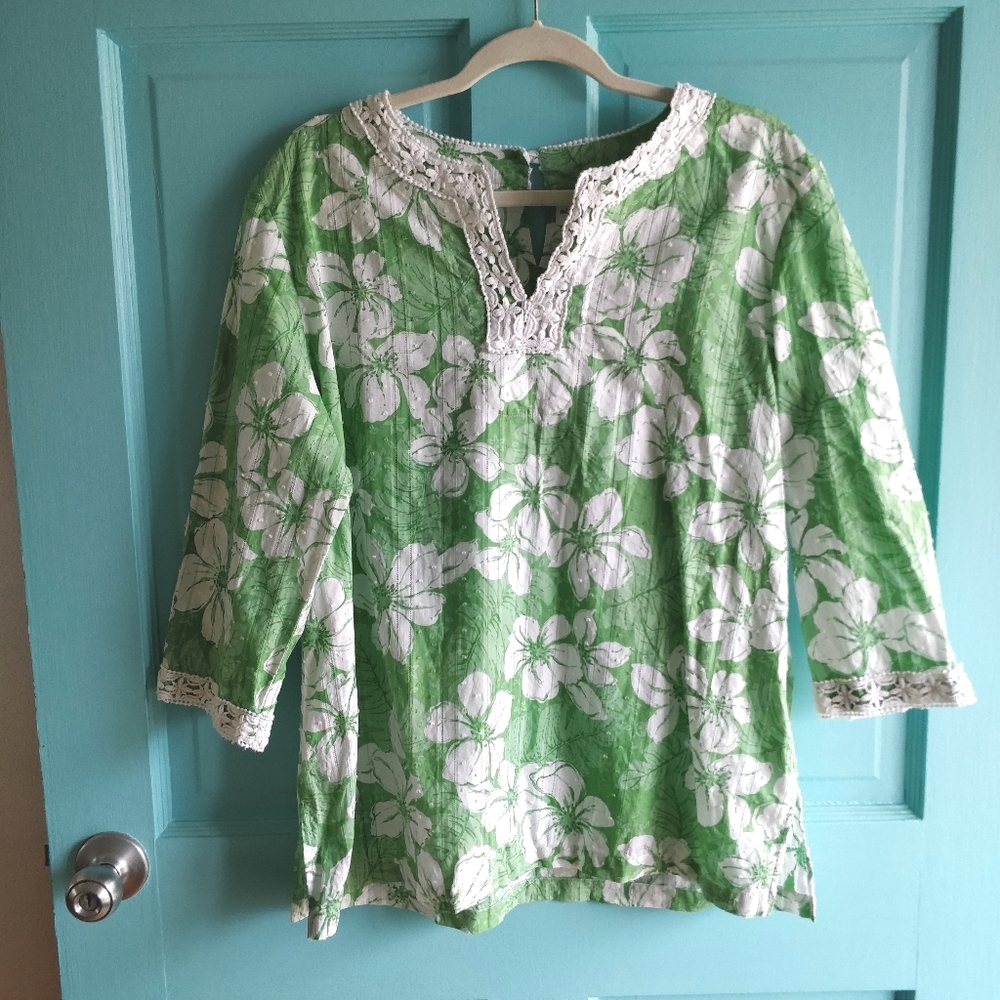 🔥B2G1 Green Floral Tunic